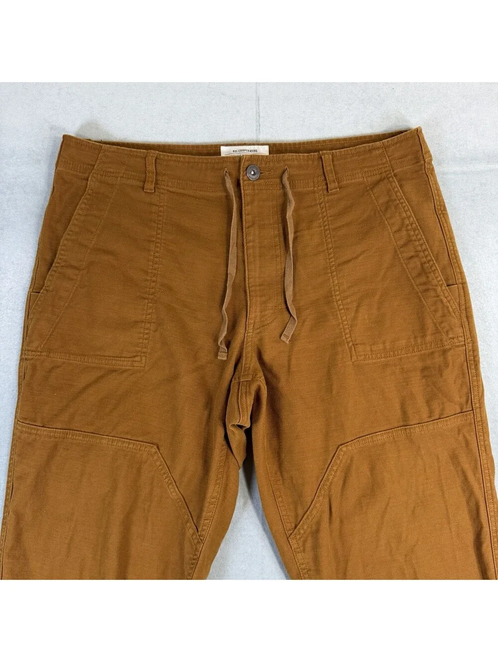 REI Co-Op Trailsmith Jogger Pants Men's 38x32 Brown Double Knee Drawstring Hike